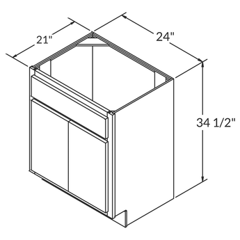 Vanity Sink Base Cabinet 24 Inch Wide x 21 Inch Deep x 34 1/2 Inch High Espresso Shaker Series