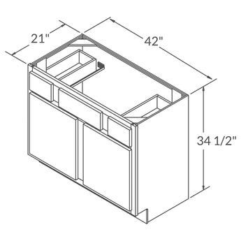 Vanity Sink Base Cabinet VSB4221345 Newport LessCare 42 in. width 34.5 in. height 21 in. depth