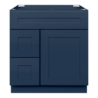 Vanity Sink Base Cabinet with Left Drawers 30 Inch Wide x 21 Inch Deep x 34 1/2 Inch High Danbury Blue Series