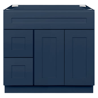 Vanity Sink Base Cabinet with Left Drawers 36 Inch Wide x 21 Inch Deep x 34 1/2 Inch High Danbury Blue Series