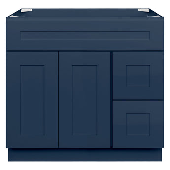 Vanity Sink Base Cabinet with Right Drawers 36 Inch Wide x 21 Inch Deep x 34 1/2 Inch High Danbury Blue Series