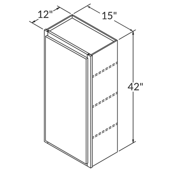 Wall Kitchen Cabinet W1542 Newport LessCare 15 in. width 42 in. height 12 in. depth